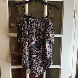 A. Byer Black Floral Off-Shoulder Blouse